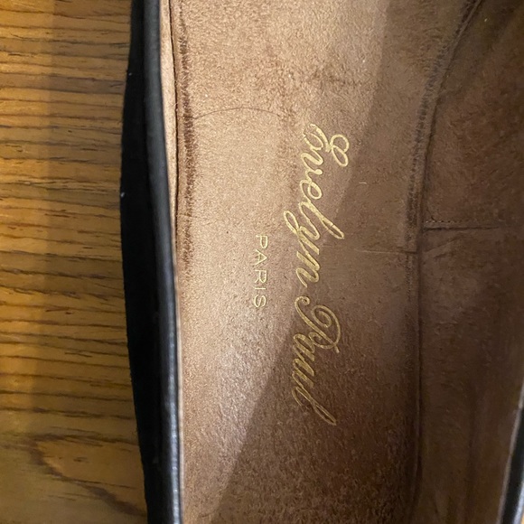 RARE Evelyn Paul black suede embellished flats made in Paris.  Size 8.5 - Picture 2 of 8